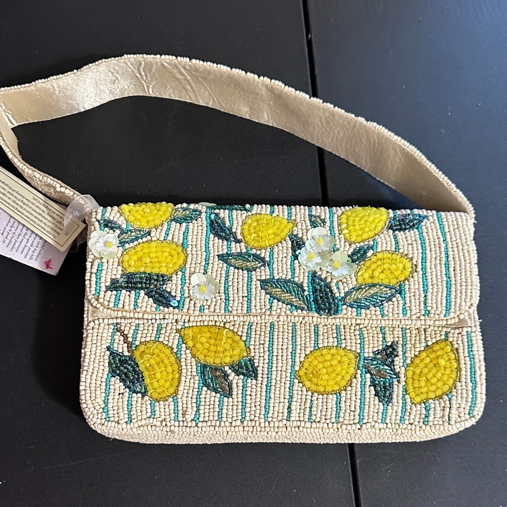 Made in India lemon beaded shoulder bag